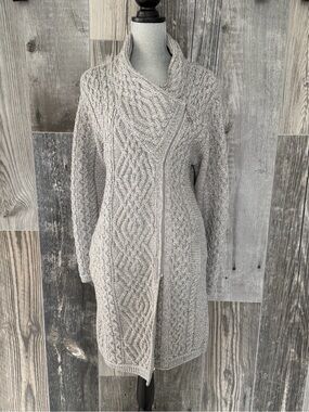 Aran Knit Coatigan with Celtic Knot Side Zip